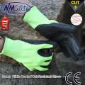 NMSAFETY 13g hiviz green liner neue Schnitt Level 5 Sandy Nitril Cut Handschuhe